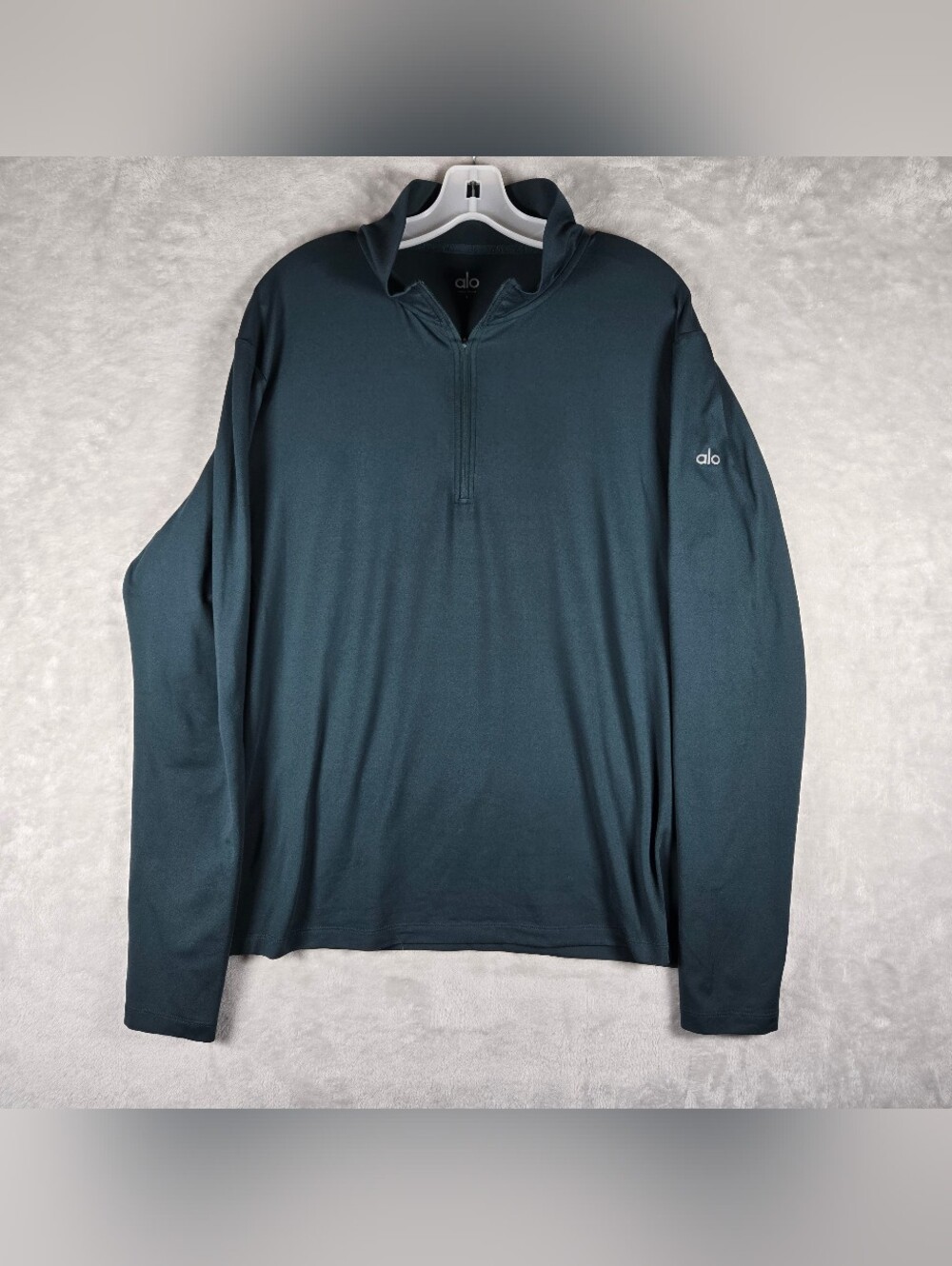 Alo Yoga Conquer 1/4 Zip Reform Long Sleeve Size Large L Dark Green Mens